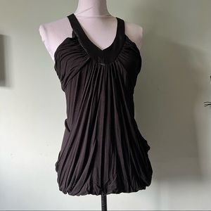 Vigoss Studio black low Draped tunic blouse lagenlook or coverup m